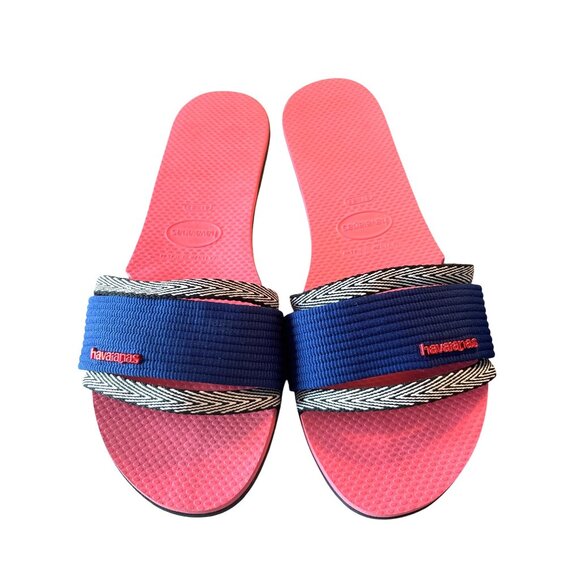 Havaianas You Trancoso Sandals Slides Flip Flops Size 41-42 Navy White‎ 9/10 - Picture 5 of 8
